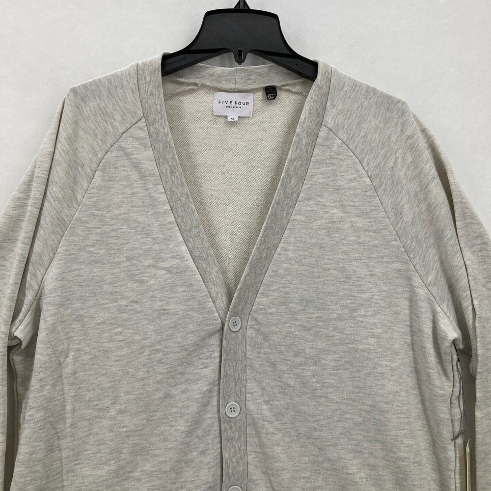 Five Four Los Angeles Hector Cardigan Sweater Mens XL Heather Oatmeal Beige NWT - Picture 2 of 13